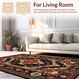 Ultra Soft Area Rug, Non Slip, Stain Resistant, Washable Area Rugs for Living Room, Bedroom, Western Farmhouse Non-Slip Bedroom Area Rug(Red)