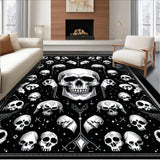 Ultra Soft Area Rug, Non Slip, Stain Resistant, Washable Area Rugs for Living Room, Bedroom, Eerie Halloween Skeleton Motif(Black)