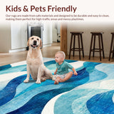 Ultra Soft Area Rug, Non Slip, Stain Resistant, Washable Area Rugs for Living Room, Bedroom, Oceanic Voyage Nautical Wave Rug With Sailing Adventure Theme(Blue)