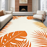 Ultra Soft Area Rug, Non Slip, Stain Resistant, Washable Area Rugs for Living Room, Bedroom, Radiant Outdoor Floral Impression(Orange)
