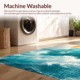 Ultra Soft Area Rug, Non Slip, Stain Resistant, Washable Area Rugs for Living Room, Bedroom, Ocean Surfer Adventure Rug Beachside Wave Catcher Carpet With Summer Vibes(Blue)
