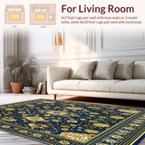 Ultra Soft Area Rug, Non Slip, Stain Resistant, Washable Area Rugs for Living Room, Bedroom, Natural Handwoven Jute Cream(Blue)