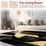 Ultra Soft Area Rug, Non Slip, Stain Resistant, Washable Area Rugs for Living Room, Bedroom, Chic Modernist Bold Artistic Motif(Gold)