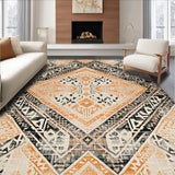 Ultra Soft Area Rug, Non Slip, Stain Resistant, Washable Area Rugs for Living Room, Bedroom, Vivid Abstract Trellis Elements(Orange)
