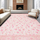 Ultra Soft Area Rug, Non Slip, Stain Resistant, Washable Area Rugs for Living Room, Bedroom, Luxe Contemporary Curved Shapes(Pink)