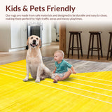 Ultra Soft Area Rug, Non Slip, Stain Resistant, Washable Area Rugs for Living Room, Bedroom, Luxurious Minimalist Geometric Motif(Yellow)