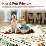 Ultra Soft Area Rug, Non Slip, Stain Resistant, Washable Area Rugs for Living Room, Bedroom, Warm Toned Festive Motif(Brown)