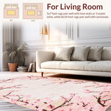 Ultra Soft Area Rug, Non Slip, Stain Resistant, Washable Area Rugs for Living Room, Bedroom, Bright Cozy Blossom Aesthetic(Pink)