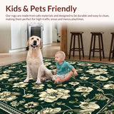 Ultra Soft Area Rug, Non Slip, Stain Resistant, Washable Area Rugs for Living Room, Bedroom, Stylish Whimsical Floral Arrangement(Green)
