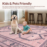 Ultra Soft Area Rug, Non Slip, Stain Resistant, Washable Area Rugs for Living Room, Bedroom, Vibrant Modern Diamond Geometry(Pink)