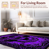 Ultra Soft Area Rug, Non Slip, Stain Resistant, Washable Area Rugs for Living Room, Bedroom, Hauntingly Unique Gothic Motif(Purple)