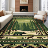 Ultra Soft Area Rug, Non Slip, Stain Resistant, Washable Area Rugs for Living Room, Bedroom, Cozy Natural Forest Elements(Green)