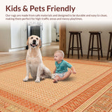 Geometric Intrigue Area in Warm Terracotta and Beige Tones(Beige)