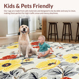 Ultra Soft Area Rug, Non Slip, Stain Resistant, Washable Area Rugs for Living Room, Bedroom, Rustic Vibrant Bloom Arrangement(Yellow)