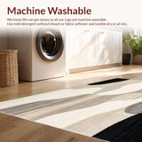 Ultra Soft Area Rug, Non Slip, Stain Resistant, Washable Area Rugs for Living Room, Bedroom, Artisan Crafted Beige Black with Flow(Beige)