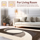 Ultra Soft Area Rug, Non Slip, Stain Resistant, Washable Area Rugs for Living Room, Bedroom, Stylish Monochrome Linear Shapes(Beige)
