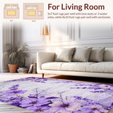 Ultra Soft Area Rug, Non Slip, Stain Resistant, Washable Area Rugs for Living Room, Bedroom, Plush Pastel Textured Delight(Purple)