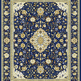 Ultra Soft Area Rug, Non Slip, Stain Resistant, Washable Area Rugs for Living Room, Bedroom, Chateau Collection Grandeur Medallion Regal Blue Tan Classic Motif(Blue)