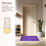 Ultra Soft Area Rug, Non Slip, Stain Resistant, Washable Area Rugs for Living Room, Bedroom, Dynamic Hand-Braided Color Splash(Purple)