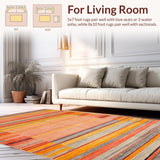 Ultra Soft Area Rug, Non Slip, Stain Resistant, Washable Area Rugs for Living Room, Bedroom, Dynamic Curved Lines with Rich Colors(Orange)