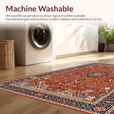 Ultra Soft Area Rug, Non Slip, Stain Resistant, Washable Area Rugs for Living Room, Bedroom, Vintage Ethnic Burnt Orange Motif(Red)