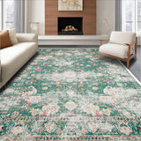 Ultra Soft Area Rug, Non Slip, Stain Resistant, Washable Area Rugs for Living Room, Bedroom, Distressed Sage Green Living Room Boho Carpet(Beige)
