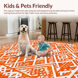 Ultra Soft Area Rug, Non Slip, Stain Resistant, Washable Area Rugs for Living Room, Bedroom, Stylish Abstract Orange Arrangement(Orange)