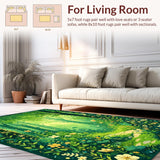 Ultra Soft Area Rug, Non Slip, Stain Resistant, Washable Area Rugs for Living Room, Bedroom, Joyful Colorful Garden Vibe(Green)