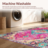 Ultra Soft Area Rug, Non Slip, Stain Resistant, Washable Area Rugs for Living Room, Bedroom, Chic Multicolor Medallion Aesthetic(Pink)