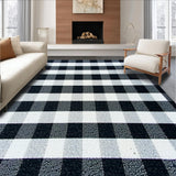 Ultra Soft Area Rug, Non Slip, Stain Resistant, Washable Area Rugs for Living Room, Bedroom, Modern Black White Checkered Living Room Plush Rug(Black)