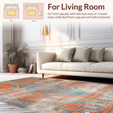 Ultra Soft Area Rug, Non Slip, Stain Resistant, Washable Area Rugs for Living Room, Bedroom, Contemporary Vibrant Abstract Elements(Orange)
