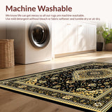 Ultra Soft Area Rug, Non Slip, Stain Resistant, Washable Area Rugs for Living Room, Bedroom, Rustic Textured Tiled Arrangement(Black)