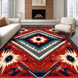 Ultra Soft Area Rug, Non Slip, Stain Resistant, Washable Area Rugs for Living Room, Bedroom, Primitive Brown Waterproof Country Kitchen Comfort Rug(Red)