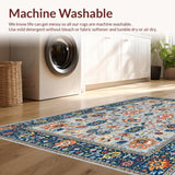 Ultra Soft Area Rug, Non Slip, Stain Resistant, Washable Area Rugs for Living Room, Bedroom, Chic Rustic Blooms on Grey Canvas(Gray)