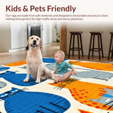 Ultra Soft Area Rug, Non Slip, Stain Resistant, Washable Area Rugs for Living Room, Bedroom, Adorable Animal Friends Design(Blue)