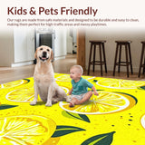 Ultra Soft Area Rug, Non Slip, Stain Resistant, Washable Area Rugs for Living Room, Bedroom, Lively Yellow and White Palette(Yellow)