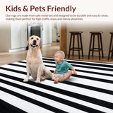 Ultra Soft Area Rug, Non Slip, Stain Resistant, Washable Area Rugs for Living Room, Bedroom, Stylish Stripe Floor Rug(Black)