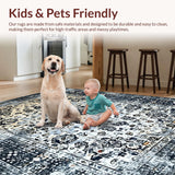 Ultra Soft Area Rug, Non Slip, Stain Resistant, Washable Area Rugs for Living Room, Bedroom, Contemporary Low-Contrast Trellis Style(Gray)