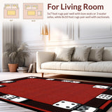 Ultra Soft Area Rug, Non Slip, Stain Resistant, Washable Area Rugs for Living Room, Bedroom, Trendy Y2K Inspired Graphic Style(Red)