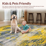 Ultra Soft Area Rug, Non Slip, Stain Resistant, Washable Area Rugs for Living Room, Bedroom, Elegant Vintage Tribal Motif(Yellow)