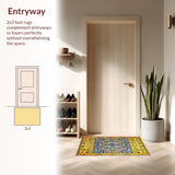 Ultra Soft Area Rug, Non Slip, Stain Resistant, Washable Area Rugs for Living Room, Bedroom, Elegant Area Grippers with Geometric for Vibrant Spaces(Yellow)
