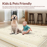 Ultra Soft Area Rug, Non Slip, Stain Resistant, Washable Area Rugs for Living Room, Bedroom, Artful Soft Beige Patterned Surface(Beige)