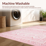 Ultra Soft Area Rug, Non Slip, Stain Resistant, Washable Area Rugs for Living Room, Bedroom, Elegant Pastel Playful Vibe(Pink)