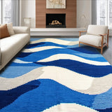 Ultra Soft Area Rug, Non Slip, Stain Resistant, Washable Area Rugs for Living Room, Bedroom, Rustic Textured Organic Shape(Blue)