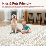Ultra Soft Area Rug, Non Slip, Stain Resistant, Washable Area Rugs for Living Room, Bedroom, Calming Soft Patterned Decor(Beige)