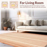 Ultra Soft Area Rug, Non Slip, Stain Resistant, Washable Area Rugs for Living Room, Bedroom, Beige Area Linear Terracotta(Orange)