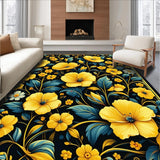 Ultra Soft Area Rug, Non Slip, Stain Resistant, Washable Area Rugs for Living Room, Bedroom, Sophisticated Antique Floral Touch(Yellow)