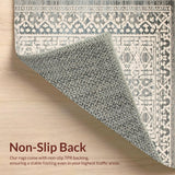 Ultra Soft Area Rug, Non Slip, Stain Resistant, Washable Area Rugs for Living Room, Bedroom, Chic Taupe Geometric Motif(Gray)
