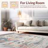 Ultra Soft Area Rug, Non Slip, Stain Resistant, Washable Area Rugs for Living Room, Bedroom, Charming Coastal Ogee Design(Gray)