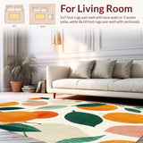 Ultra Soft Area Rug, Non Slip, Stain Resistant, Washable Area Rugs for Living Room, Bedroom, Orange Green White Blush Bright Area Rug Fruit Silhouette Design(Orange)